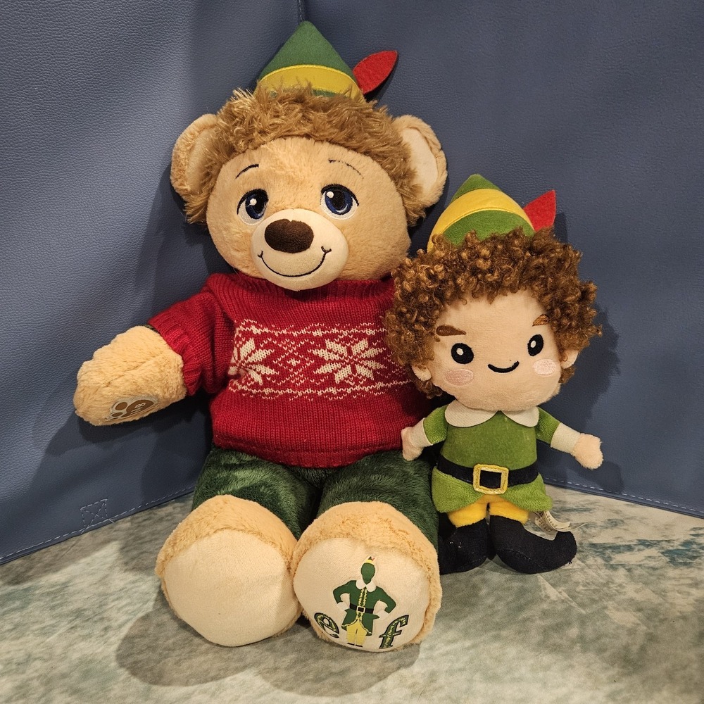 Build A Bear Buddy The Elf Bear Plush +‎ Mini Buddy The Elf Doll Bundle